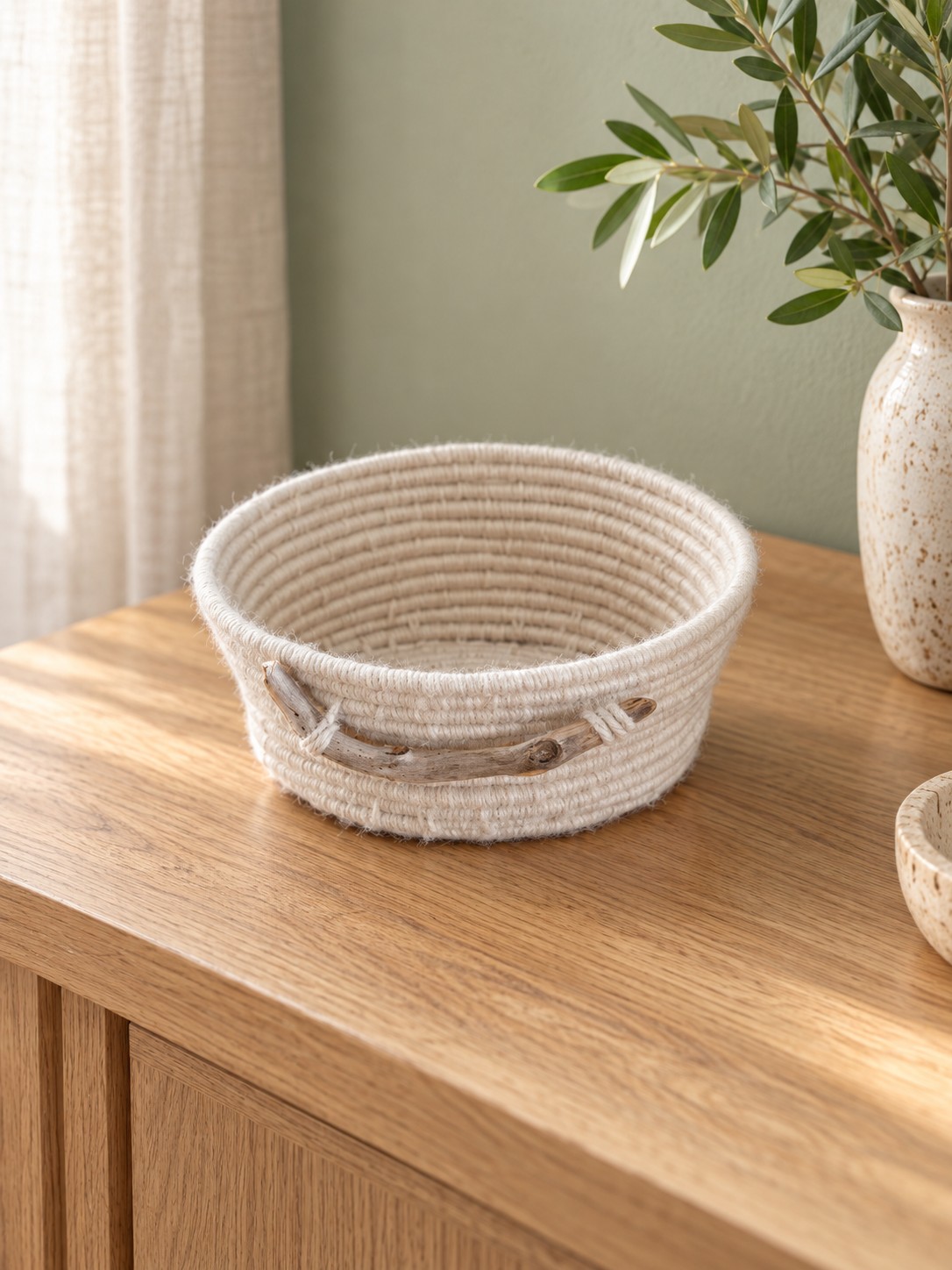 Handmade Coil Basket: Styled view