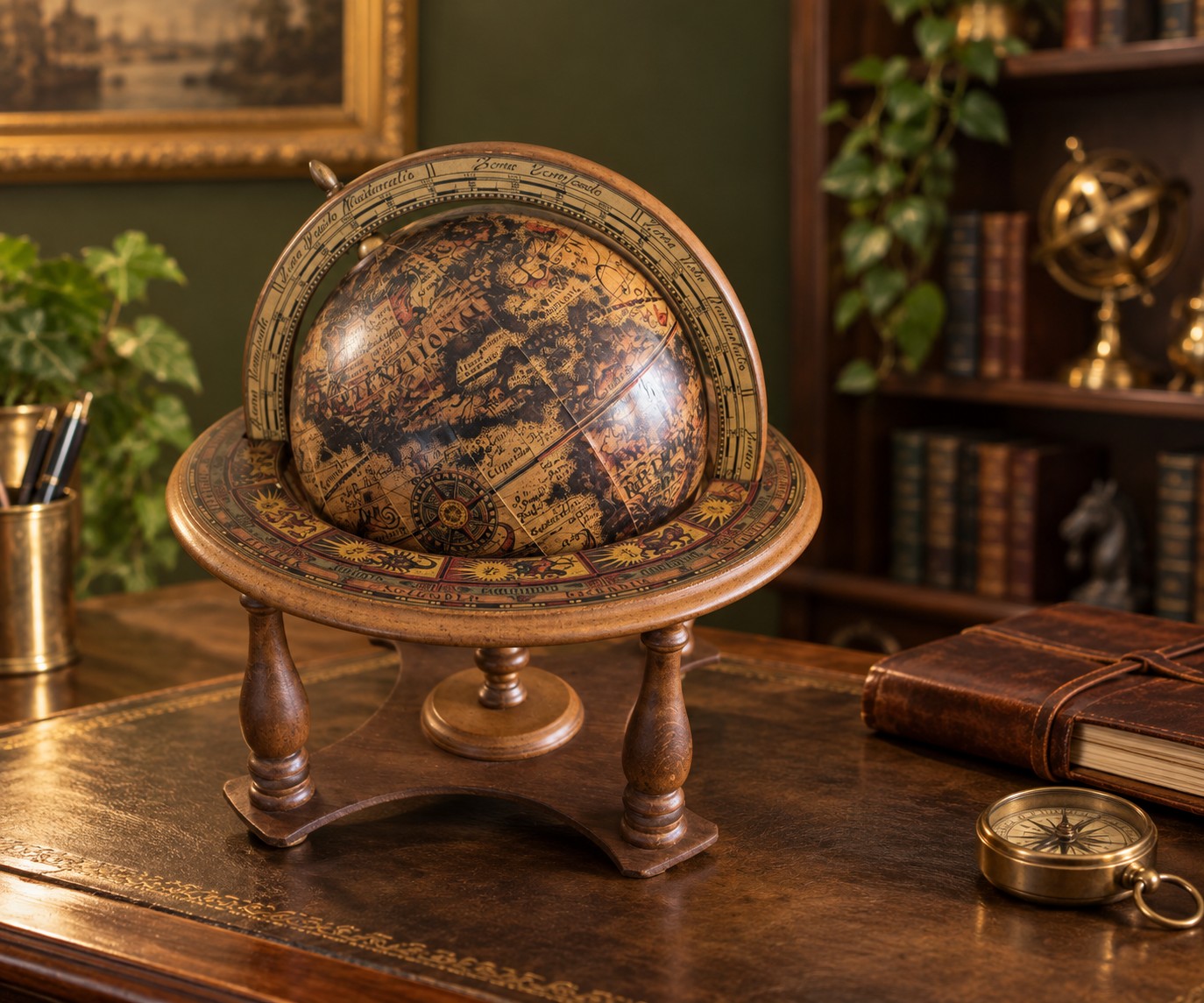 Decorative Tabletop Globe: Styled view